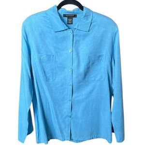 SilkLand Shirt - Silk Button Down Shirt in Sky Blue - M